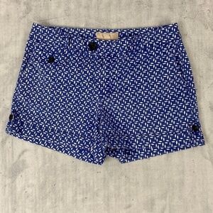 Banana Republic Martin Fit Cuffed Shorts Sz 4 Blue Geometric Print